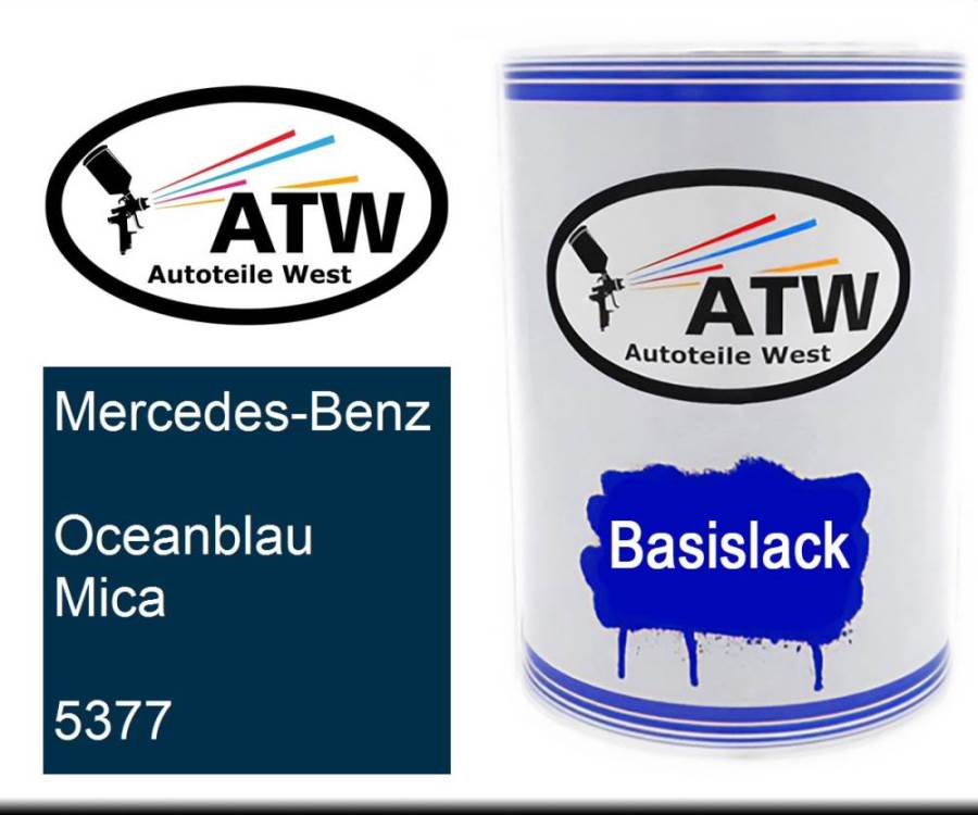 Mercedes-Benz, Oceanblau Mica, 5377: 500ml Lackdose, von ATW Autoteile West.